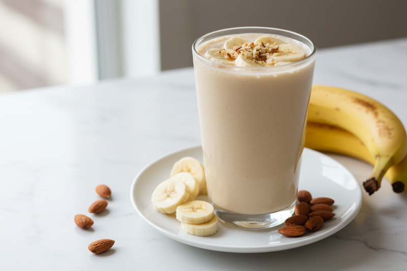 Activated Almond Banana Smoothie (No Sugar)
